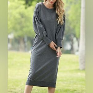 Z Avenue Bishop-Sleeve Midi Dress size Lg